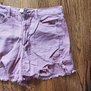 American Eagle Outfitters Pink Jean Shorts Distressed Frayed Hem
